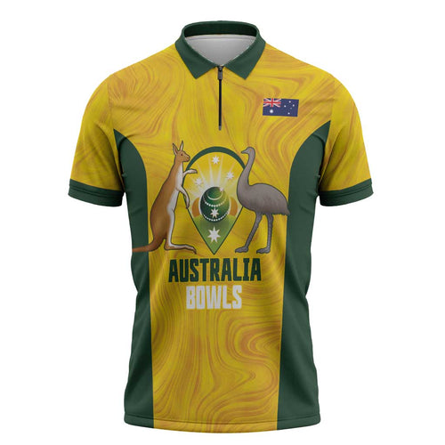 Custom Bowls Australia Zipper Polo Shirt Marble National Color - Aussie Hoodie