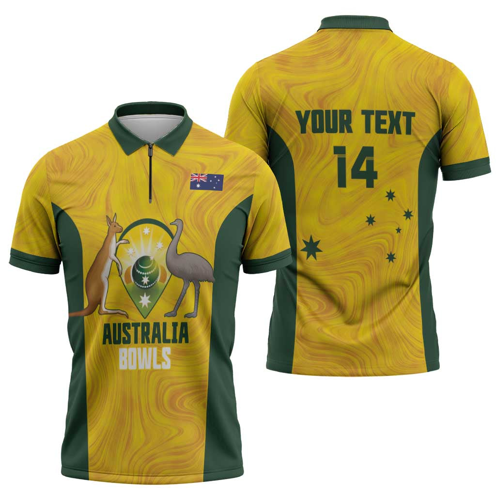 Custom Bowls Australia Zipper Polo Shirt Marble National Color - Aussie Hoodie
