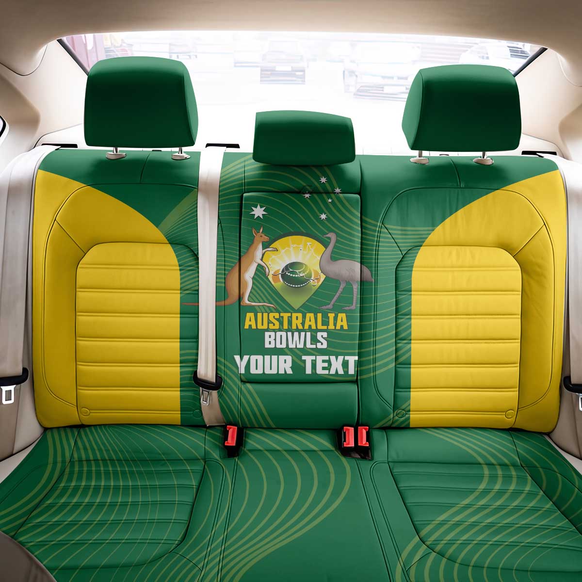 Custom Bowls Australia Back Car Seat Cover National Color Curve Sporty - Aussie Hoodie