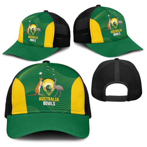 Bowls Australia Baseball Net Cap National Color Curve Sporty - Aussie Hoodie