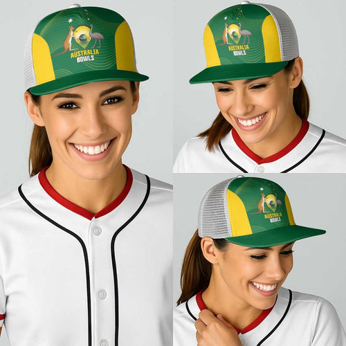 Bowls Australia Baseball Net Cap National Color Curve Sporty - Aussie Hoodie