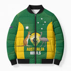 Custom Bowls Australia Bomber Puffer Jacket National Color Curve Sporty - Aussie Hoodie