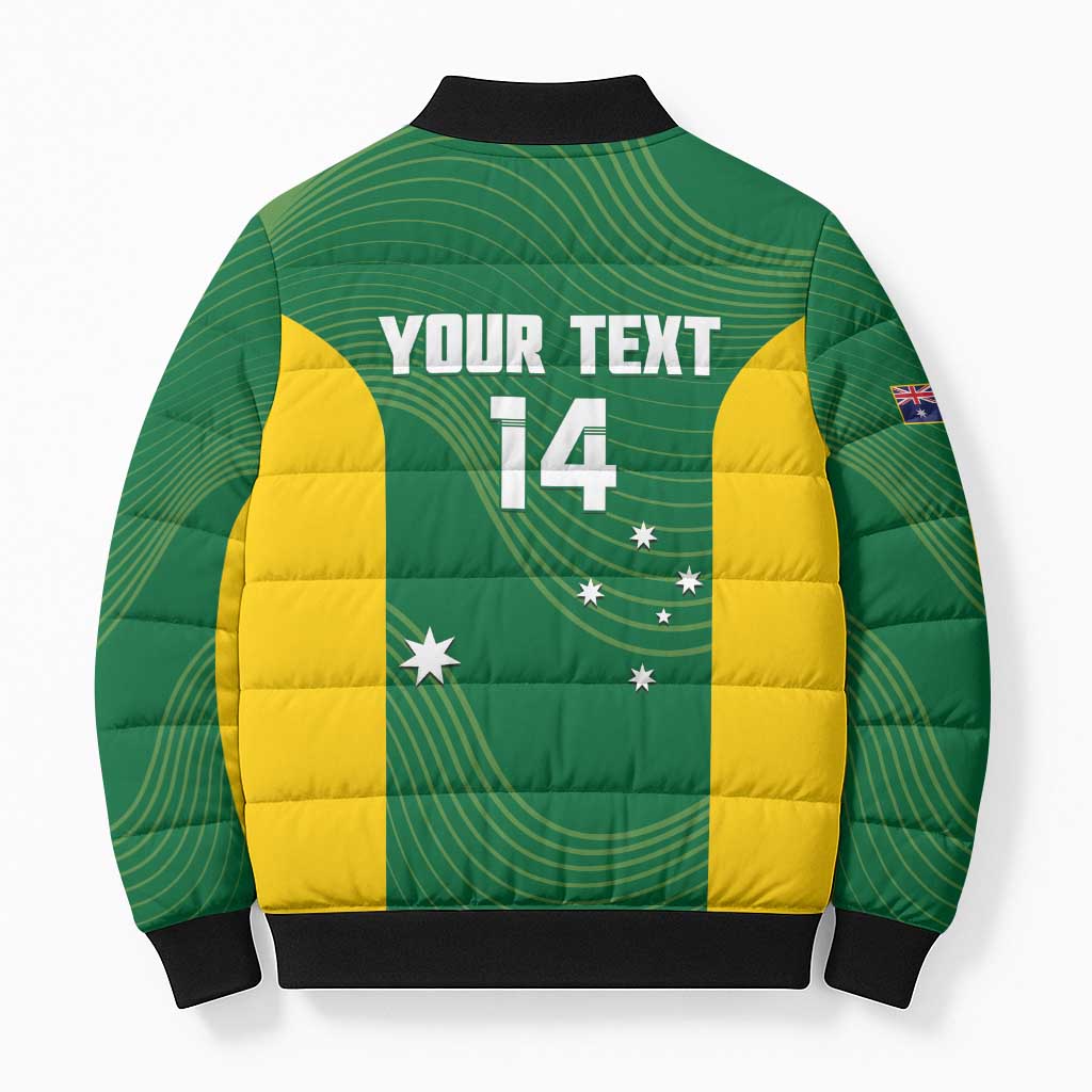 Custom Bowls Australia Bomber Puffer Jacket National Color Curve Sporty - Aussie Hoodie
