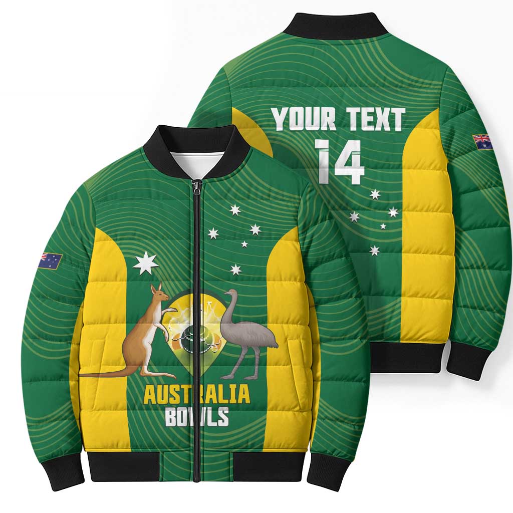Custom Bowls Australia Bomber Puffer Jacket National Color Curve Sporty - Aussie Hoodie