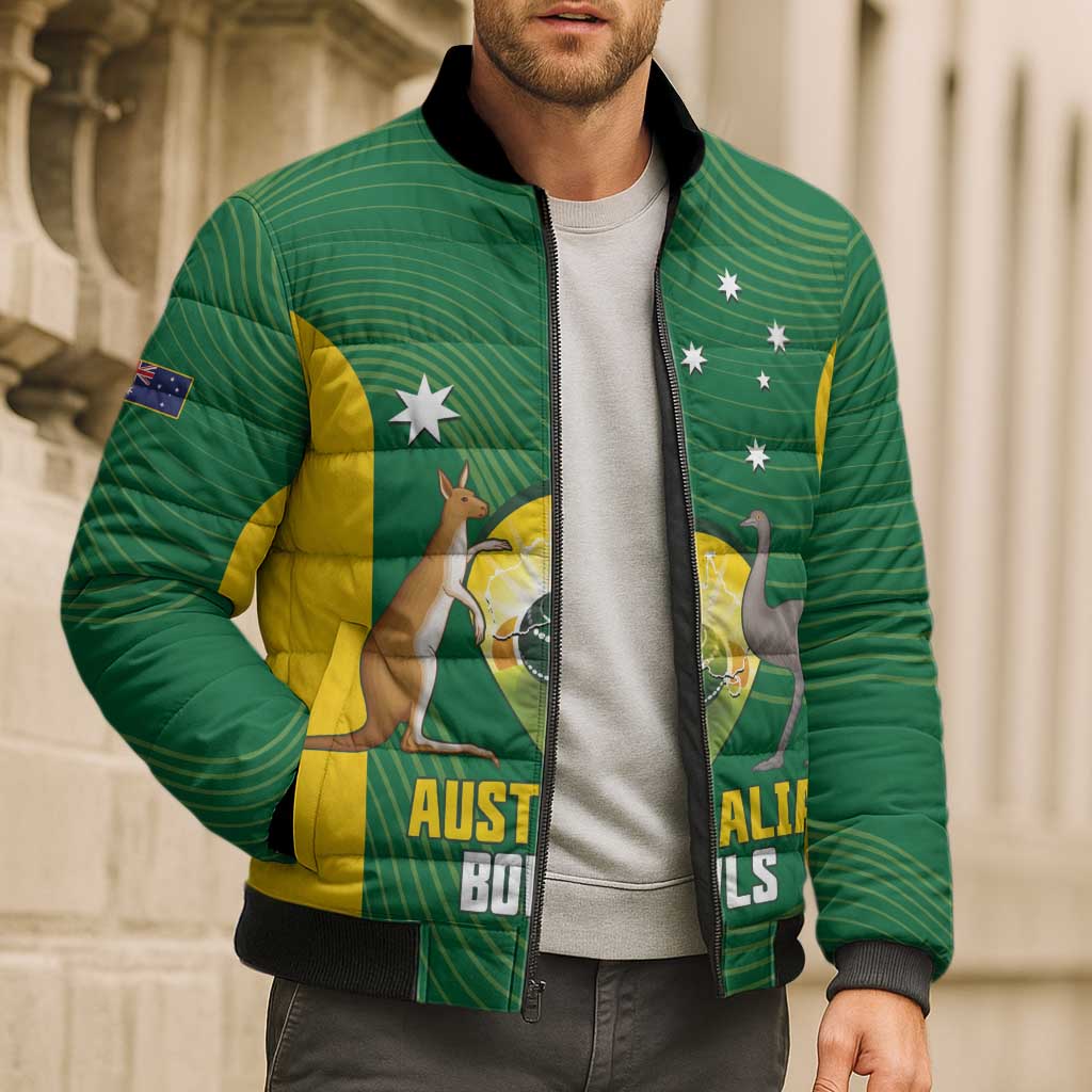 Custom Bowls Australia Bomber Puffer Jacket National Color Curve Sporty - Aussie Hoodie