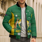 Custom Bowls Australia Bomber Puffer Jacket National Color Curve Sporty - Aussie Hoodie