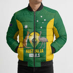 Custom Bowls Australia Bomber Puffer Jacket National Color Curve Sporty - Aussie Hoodie