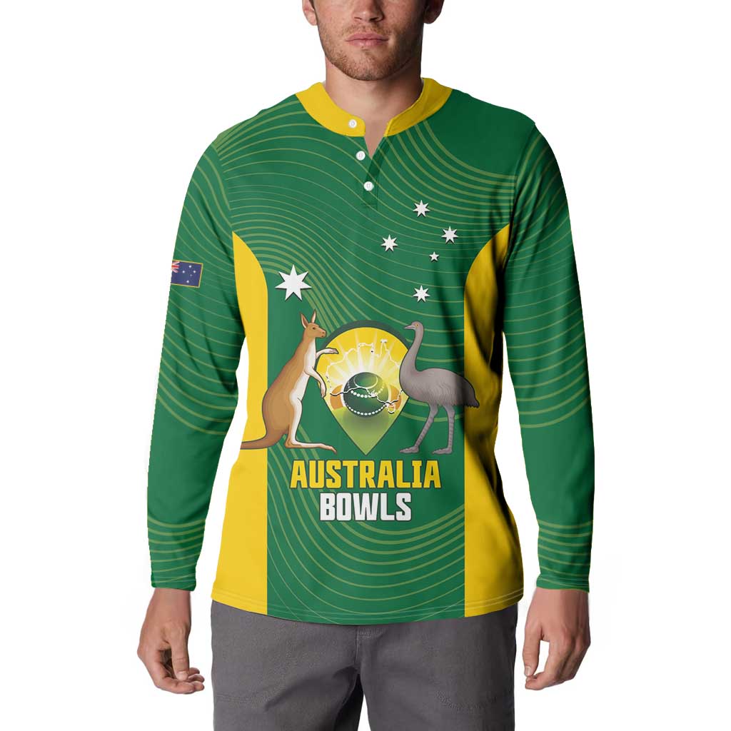 Custom Bowls Australia Button Sweatshirt National Color Curve Sporty - Aussie Hoodie