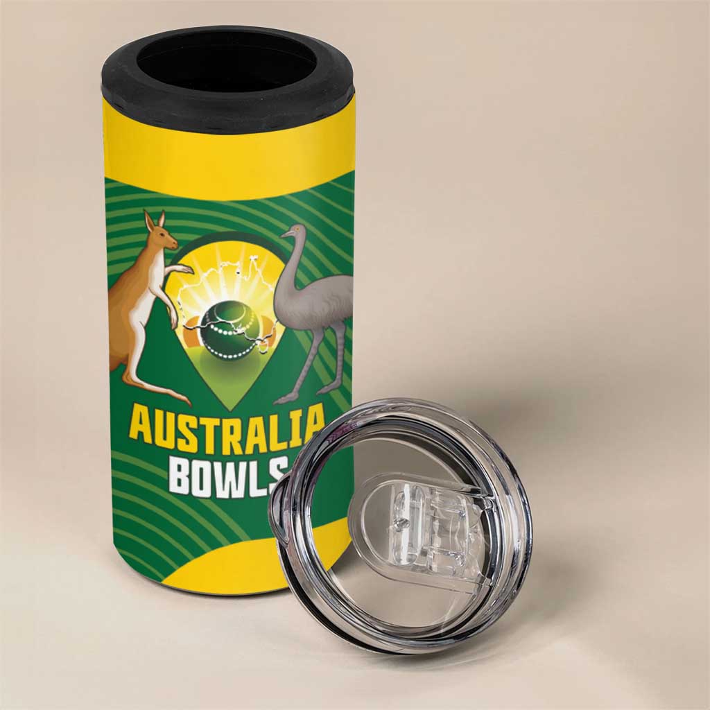 Custom Bowls Australia 4 in 1 Can Cooler Tumbler National Color Curve Sporty - Aussie Hoodie