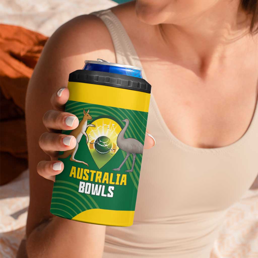 Custom Bowls Australia 4 in 1 Can Cooler Tumbler National Color Curve Sporty - Aussie Hoodie