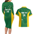 Custom Bowls Australia Couples Matching Long Sleeve Bodycon Dress and Hawaiian Shirt National Color Curve Sporty - Aussie Hoodie