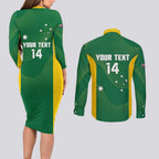 Custom Bowls Australia Couples Matching Long Sleeve Bodycon Dress and Long Sleeve Button Shirt National Color Curve Sporty - Aussie Hoodie