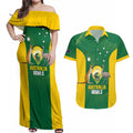 Custom Bowls Australia Couples Matching Off Shoulder Maxi Dress and Hawaiian Shirt National Color Curve Sporty - Aussie Hoodie