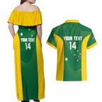 Custom Bowls Australia Couples Matching Off Shoulder Maxi Dress and Hawaiian Shirt National Color Curve Sporty - Aussie Hoodie