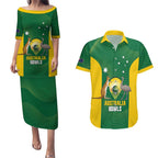 Custom Bowls Australia Couples Matching Puletasi and Hawaiian Shirt National Color Curve Sporty - Aussie Hoodie