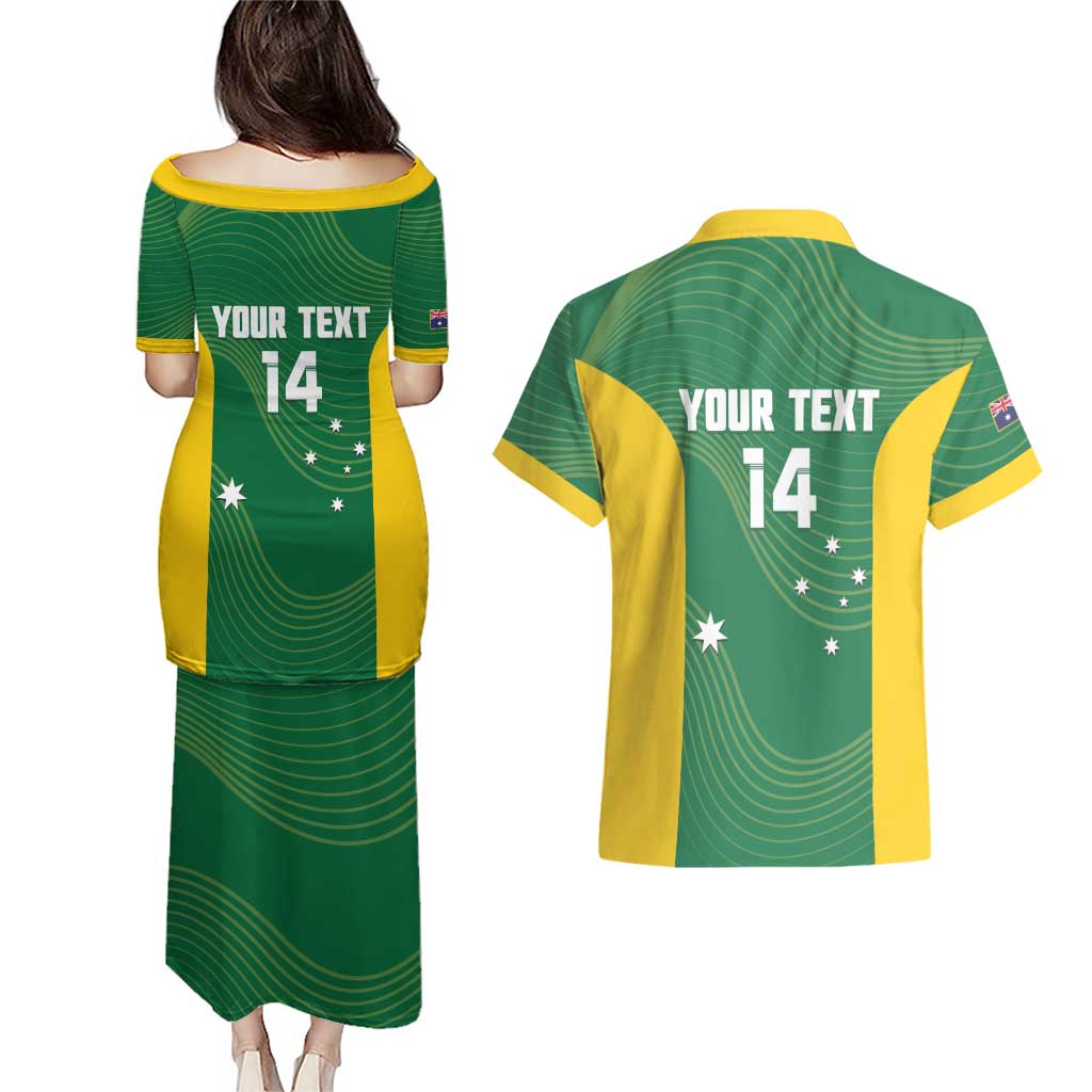 Custom Bowls Australia Couples Matching Puletasi and Hawaiian Shirt National Color Curve Sporty - Aussie Hoodie
