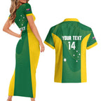 Custom Bowls Australia Couples Matching Short Sleeve Bodycon Dress and Hawaiian Shirt National Color Curve Sporty - Aussie Hoodie