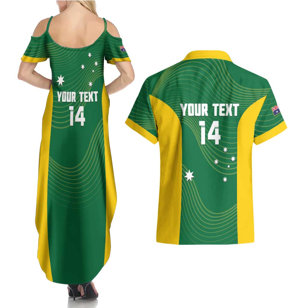 Custom Bowls Australia Couples Matching Summer Maxi Dress and Hawaiian Shirt National Color Curve Sporty - Aussie Hoodie