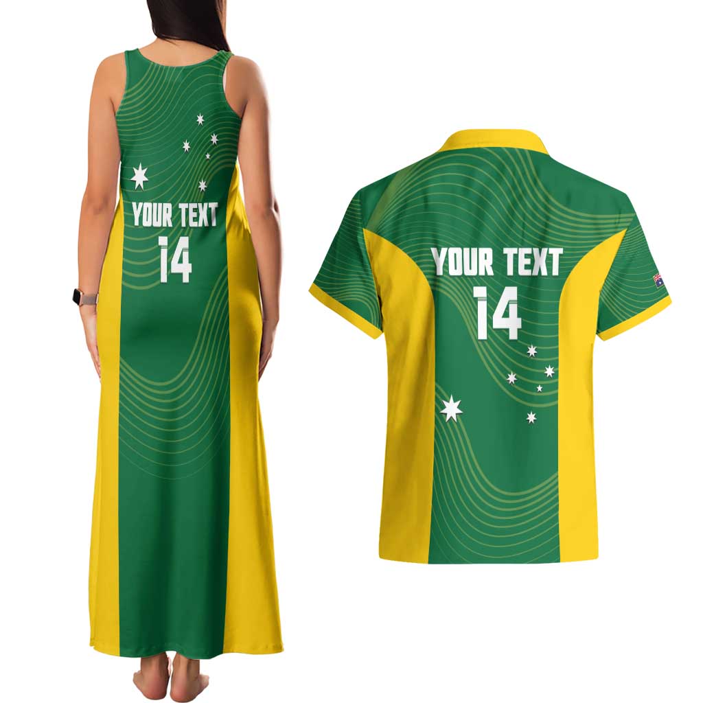 Custom Bowls Australia Couples Matching Tank Maxi Dress and Hawaiian Shirt National Color Curve Sporty - Aussie Hoodie