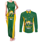 Custom Bowls Australia Couples Matching Tank Maxi Dress and Long Sleeve Button Shirt National Color Curve Sporty - Aussie Hoodie