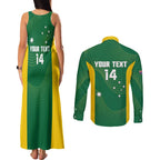 Custom Bowls Australia Couples Matching Tank Maxi Dress and Long Sleeve Button Shirt National Color Curve Sporty - Aussie Hoodie