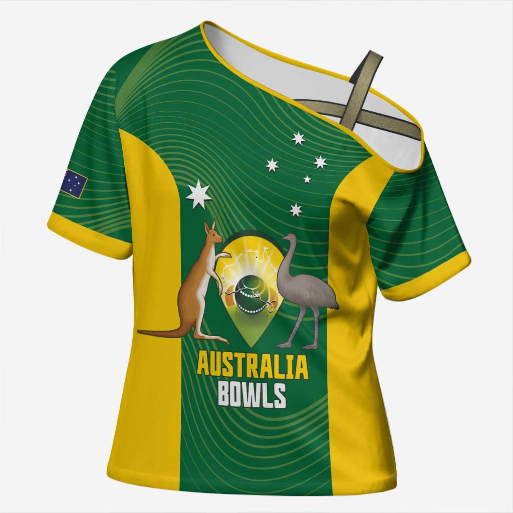 Custom Bowls Australia Cross Shoulder Shirt National Color Curve Sporty - Aussie Hoodie