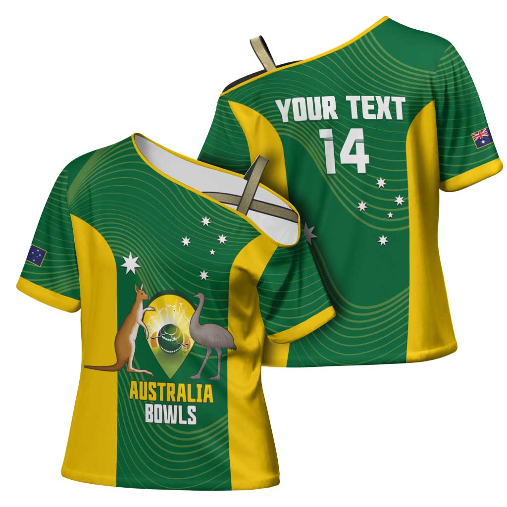 Custom Bowls Australia Cross Shoulder Shirt National Color Curve Sporty - Aussie Hoodie