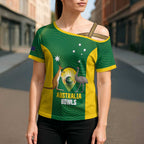 Custom Bowls Australia Cross Shoulder Shirt National Color Curve Sporty - Aussie Hoodie