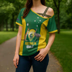 Custom Bowls Australia Cross Shoulder Shirt National Color Curve Sporty - Aussie Hoodie