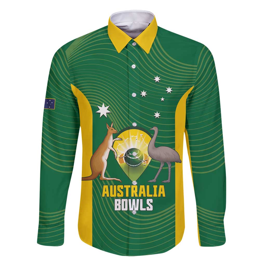 Custom Bowls Australia Family Matching Long Sleeve Bodycon Dress and Hawaiian Shirt National Color Curve Sporty - Aussie Hoodie