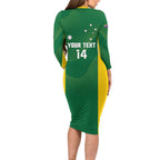 Custom Bowls Australia Family Matching Long Sleeve Bodycon Dress and Hawaiian Shirt National Color Curve Sporty - Aussie Hoodie