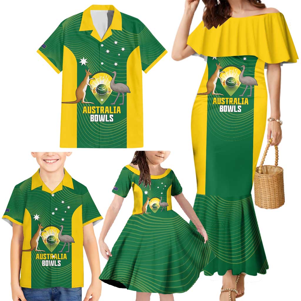 Custom Bowls Australia Family Matching Mermaid Dress and Hawaiian Shirt National Color Curve Sporty - Aussie Hoodie