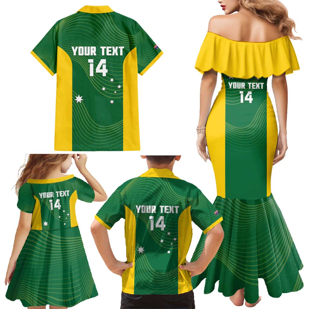 Custom Bowls Australia Family Matching Mermaid Dress and Hawaiian Shirt National Color Curve Sporty - Aussie Hoodie