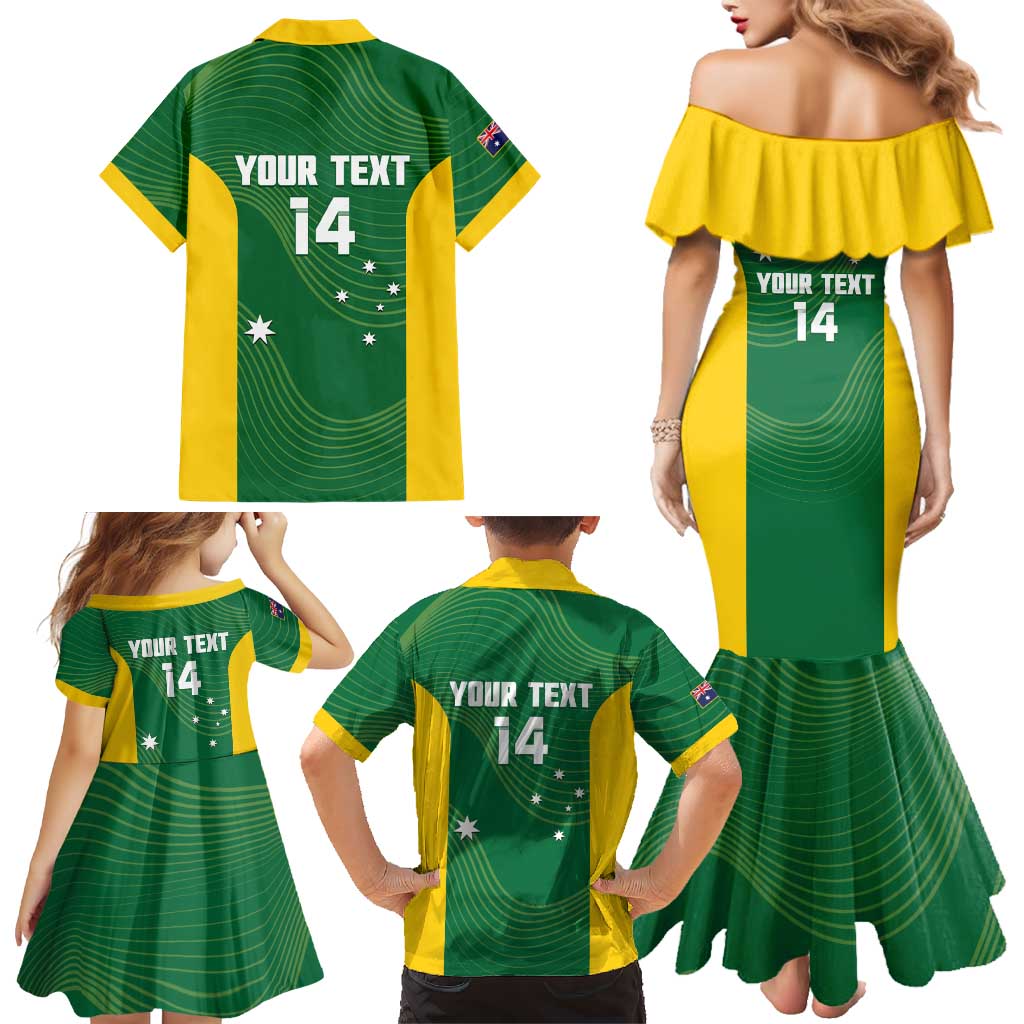 Custom Bowls Australia Family Matching Mermaid Dress and Hawaiian Shirt National Color Curve Sporty - Aussie Hoodie