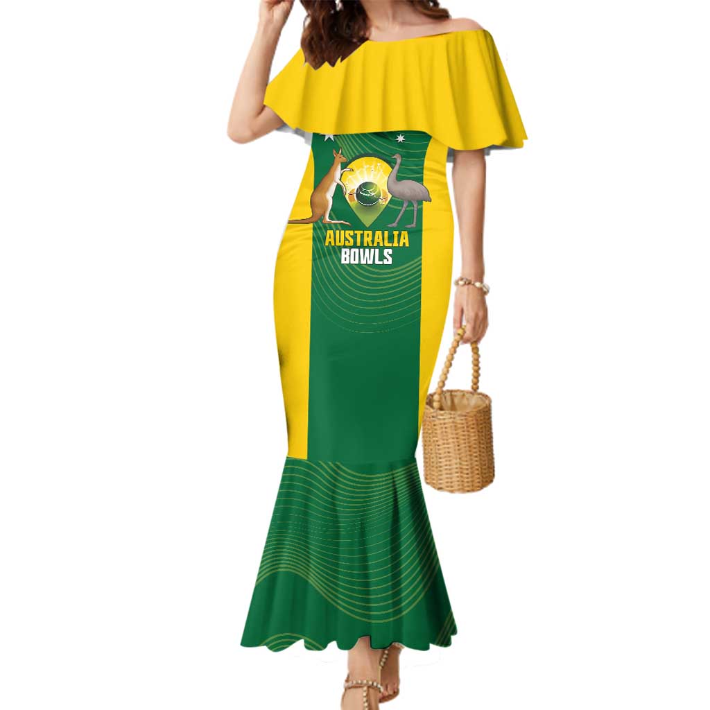 Custom Bowls Australia Family Matching Mermaid Dress and Hawaiian Shirt National Color Curve Sporty - Aussie Hoodie