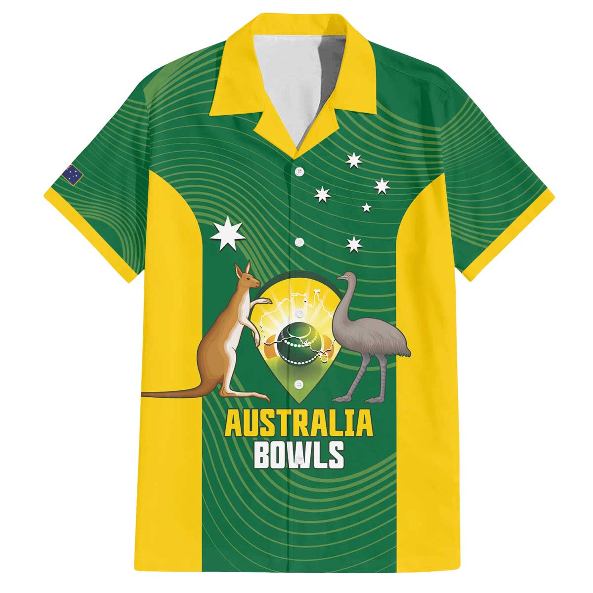 Custom Bowls Australia Family Matching Off The Shoulder Long Sleeve Dress and Hawaiian Shirt National Color Curve Sporty - Aussie Hoodie