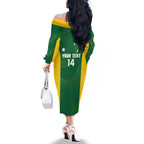 Custom Bowls Australia Family Matching Off The Shoulder Long Sleeve Dress and Hawaiian Shirt National Color Curve Sporty - Aussie Hoodie