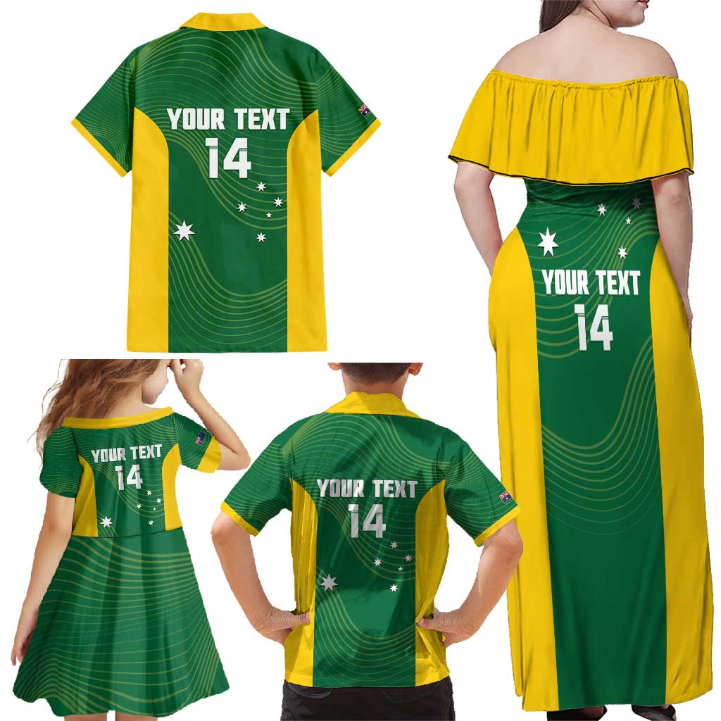 Custom Bowls Australia Family Matching Off Shoulder Maxi Dress and Hawaiian Shirt National Color Curve Sporty - Aussie Hoodie