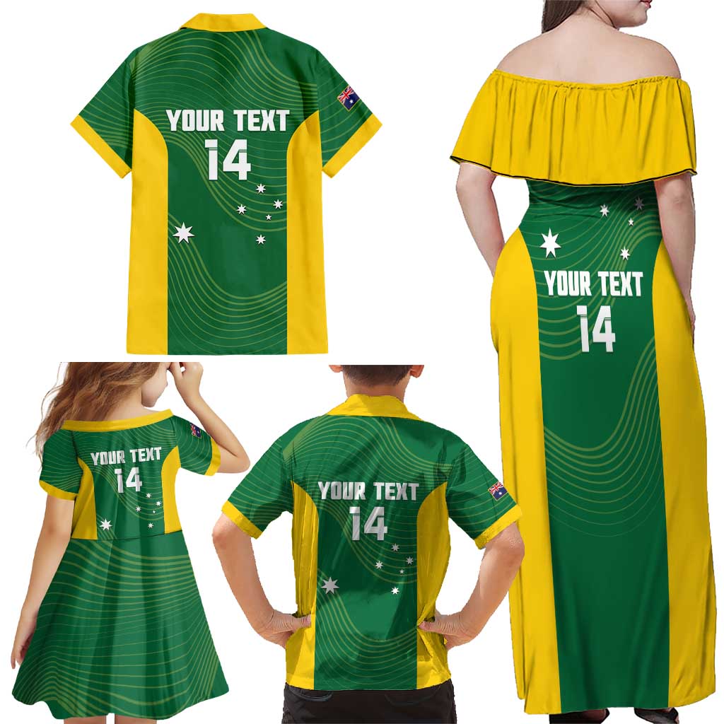 Custom Bowls Australia Family Matching Off Shoulder Maxi Dress and Hawaiian Shirt National Color Curve Sporty - Aussie Hoodie