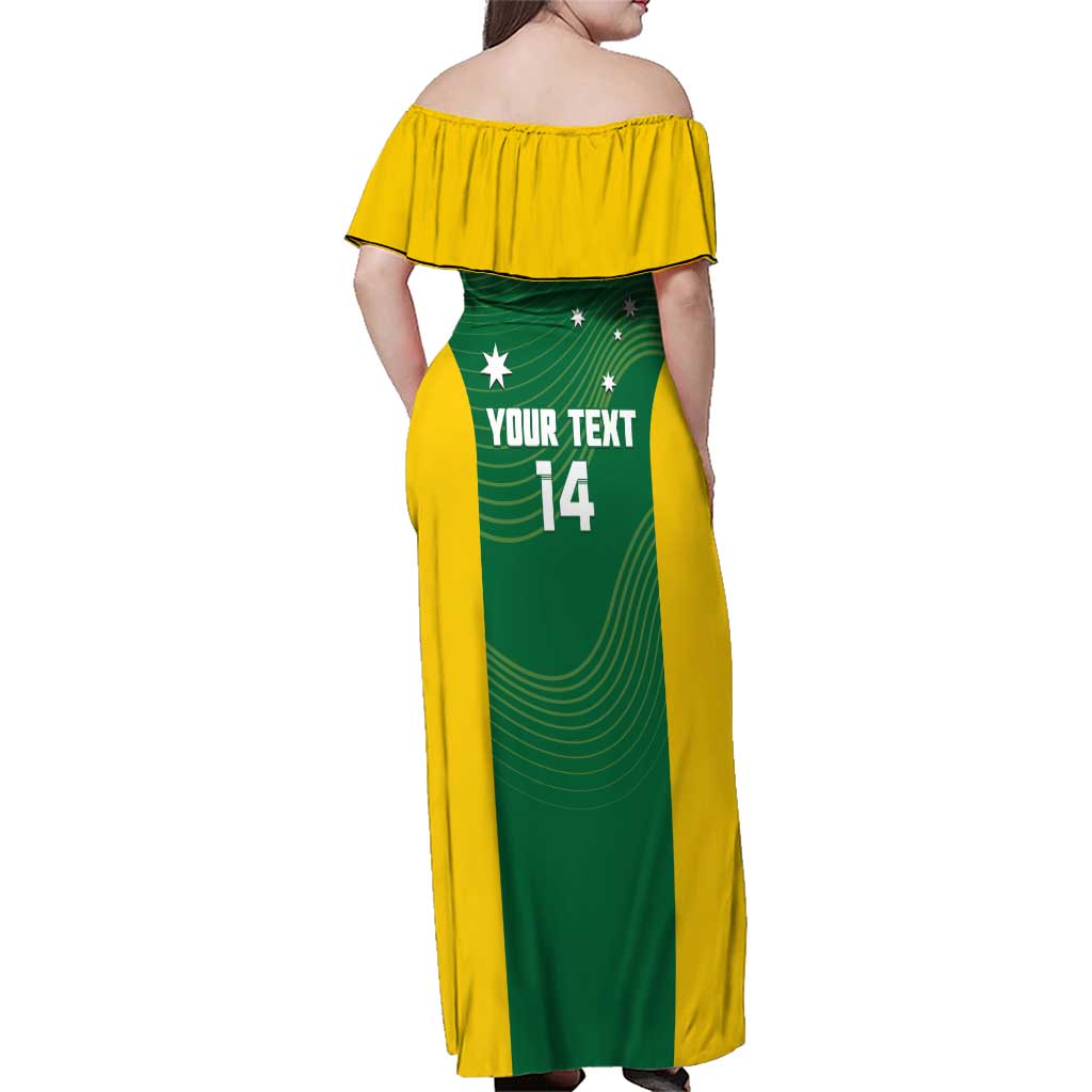 Custom Bowls Australia Family Matching Off Shoulder Maxi Dress and Hawaiian Shirt National Color Curve Sporty - Aussie Hoodie