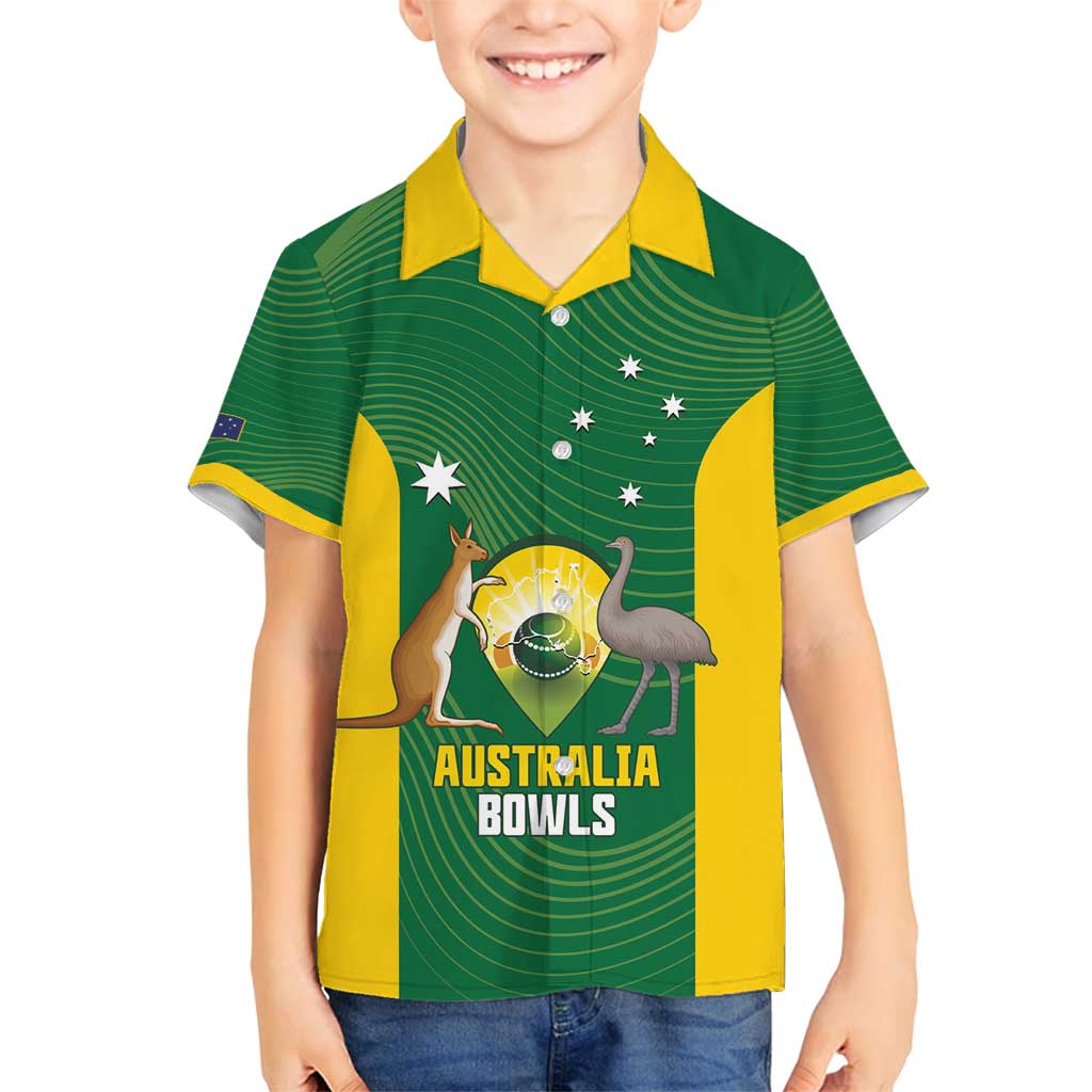 Custom Bowls Australia Family Matching Off Shoulder Maxi Dress and Hawaiian Shirt National Color Curve Sporty - Aussie Hoodie