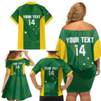Custom Bowls Australia Family Matching Off Shoulder Short Dress and Hawaiian Shirt National Color Curve Sporty - Aussie Hoodie