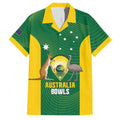 Custom Bowls Australia Family Matching Off Shoulder Short Dress and Hawaiian Shirt National Color Curve Sporty - Aussie Hoodie