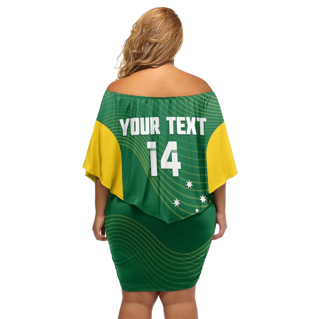 Custom Bowls Australia Family Matching Off Shoulder Short Dress and Hawaiian Shirt National Color Curve Sporty - Aussie Hoodie