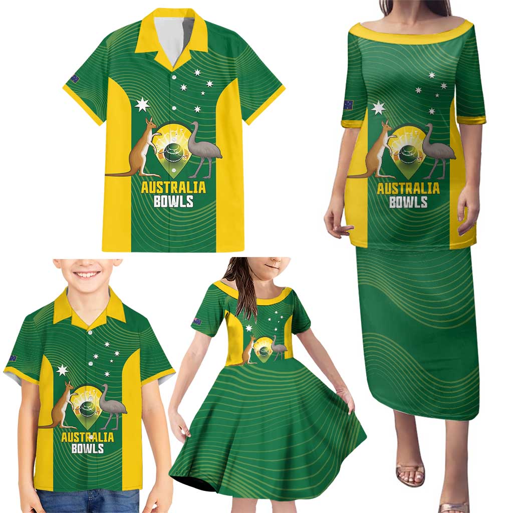 Custom Bowls Australia Family Matching Puletasi and Hawaiian Shirt National Color Curve Sporty - Aussie Hoodie