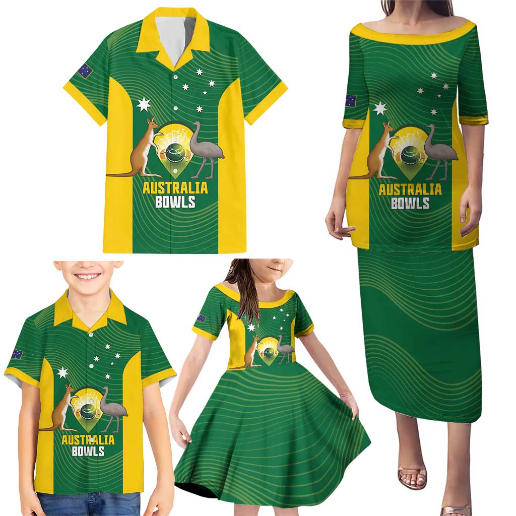 Custom Bowls Australia Family Matching Puletasi and Hawaiian Shirt National Color Curve Sporty - Aussie Hoodie