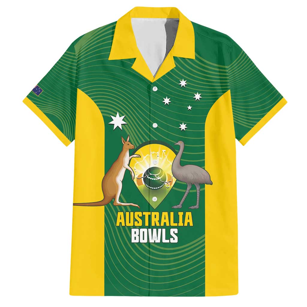 Custom Bowls Australia Family Matching Short Sleeve Bodycon Dress and Hawaiian Shirt National Color Curve Sporty - Aussie Hoodie