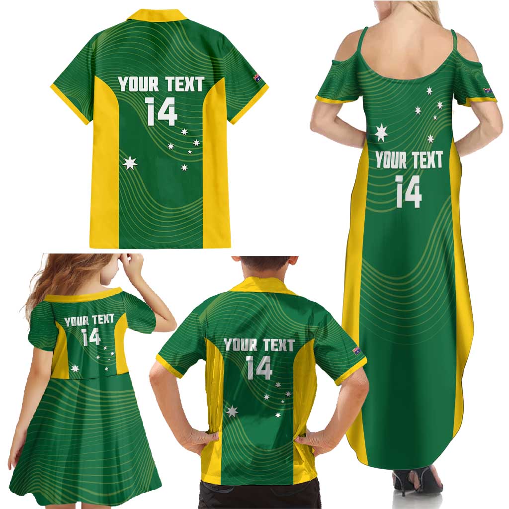 Custom Bowls Australia Family Matching Summer Maxi Dress and Hawaiian Shirt National Color Curve Sporty - Aussie Hoodie