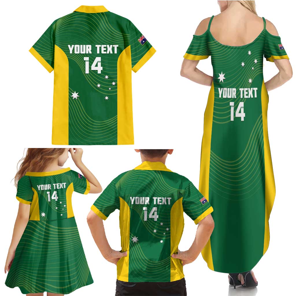 Custom Bowls Australia Family Matching Summer Maxi Dress and Hawaiian Shirt National Color Curve Sporty - Aussie Hoodie