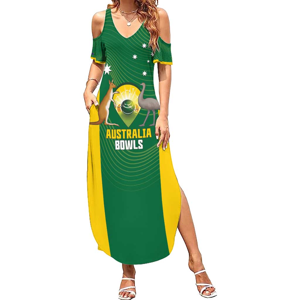 Custom Bowls Australia Family Matching Summer Maxi Dress and Hawaiian Shirt National Color Curve Sporty - Aussie Hoodie